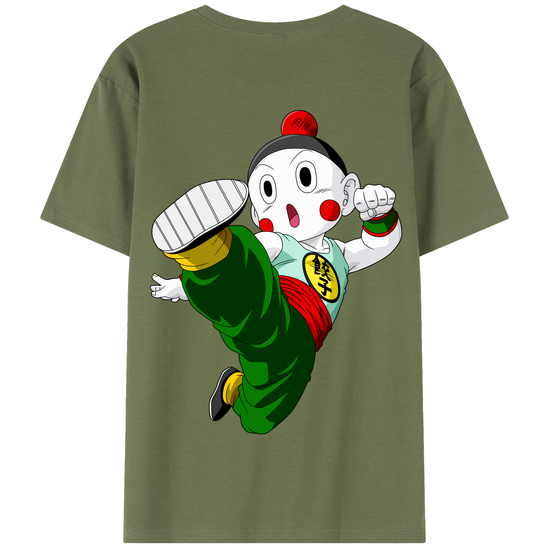 （画像用） ドラゴンボール 餃子（チャオズ）DRAGON BALL Chaoz 綿100％半袖Tシャツ（背面プリント）